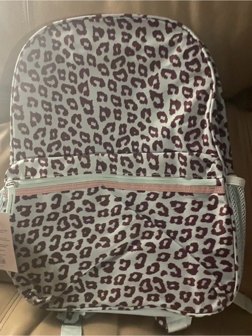 Kids Leopard Print Backpack - Light Blue/green & Purple NWT